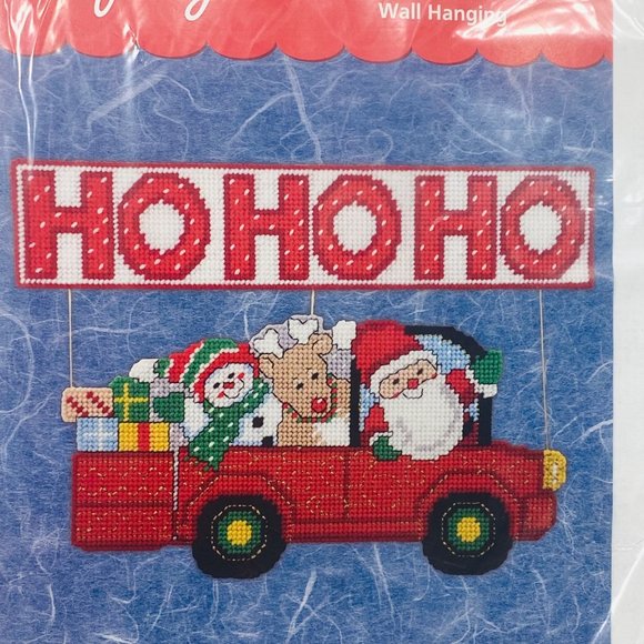 Craftways Ho Ho Ho Wall Hanging Plastic Canvas Kit - New - Picture 2 of 4